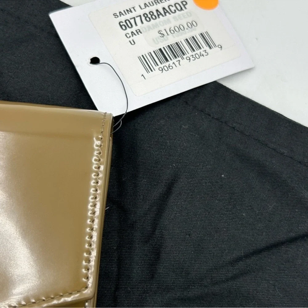 Saint Laurent YSL tan leather clutch/chain wallet made in Italy